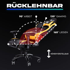 Lila Gaming Stuhl mit Lenden- und Nackenstütze - Verstellbar - Ergonomisch