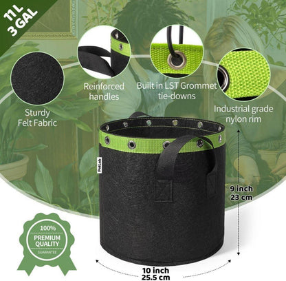 11L Pflanzsack mit Griffe, Metallösen & Stofftopf für