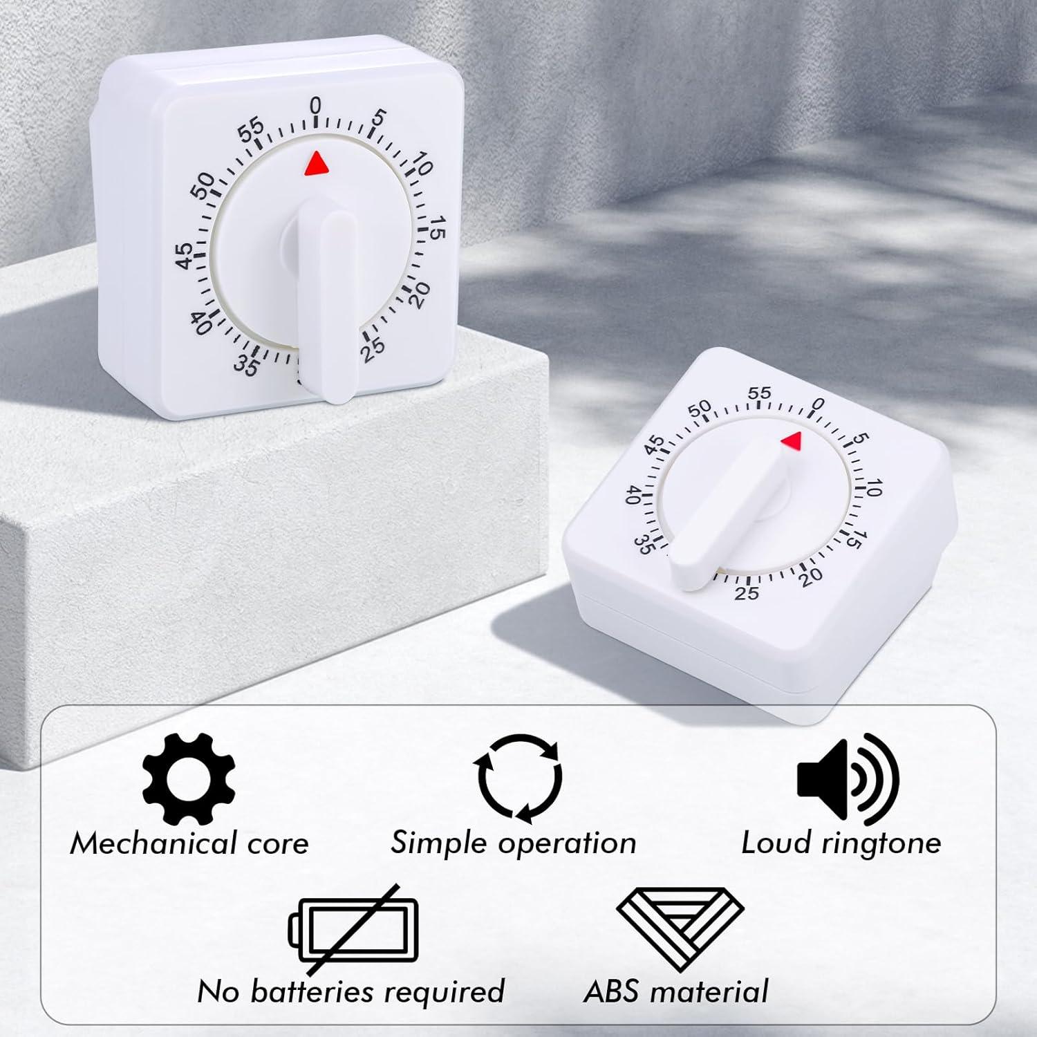 Hejo Küchentimer 2er Set Lauter Alarm 60 Min Kurzzeitwecker Eieruhr White