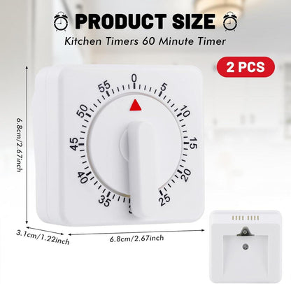 Hejo Küchentimer 2er Set Lauter Alarm 60 Min Kurzzeitwecker Eieruhr White