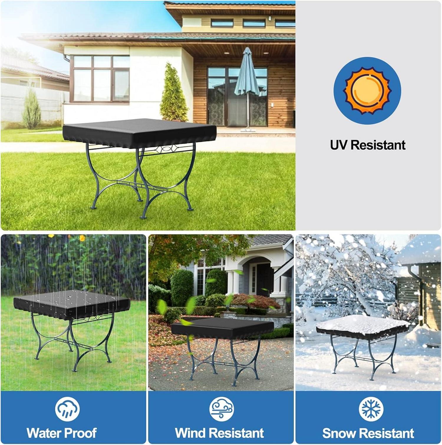 Nomiou Gartentisch Abdeckung 140x140x15cm Wetterfest