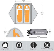 Bessport Camping Zelt 2/3 Personen Ultraleicht wasserdicht