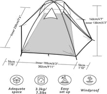 Forceatt Zelt 3-4 Personen Camping Wasserdicht Ultraleicht