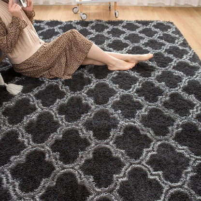 Weicher Flauschteppich 120x180cm Grau Rutschfest waschbar - 100% Polyester