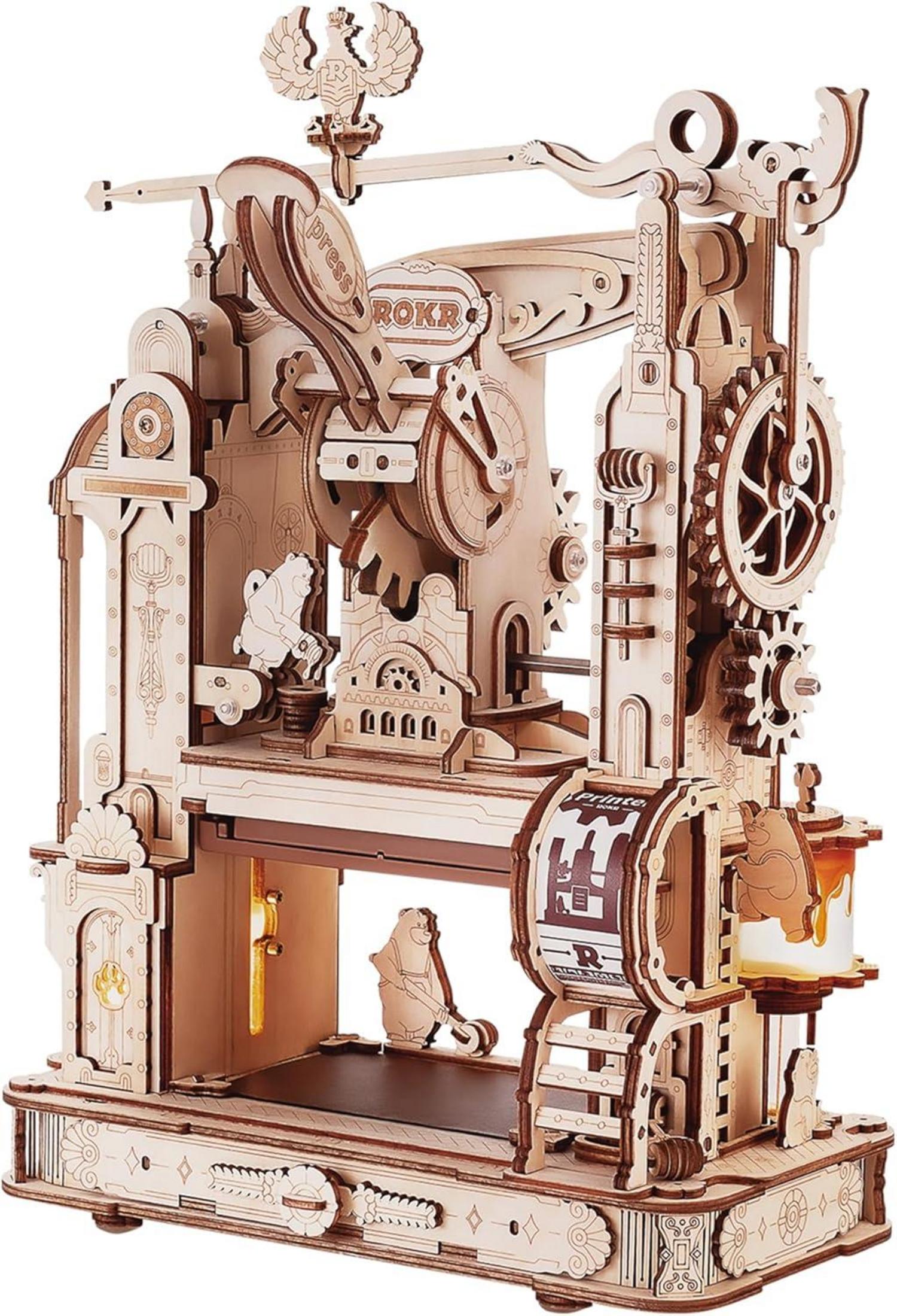 3D Puzzle Holz Klassische Druckmaschine Erwachsene Mechanische
