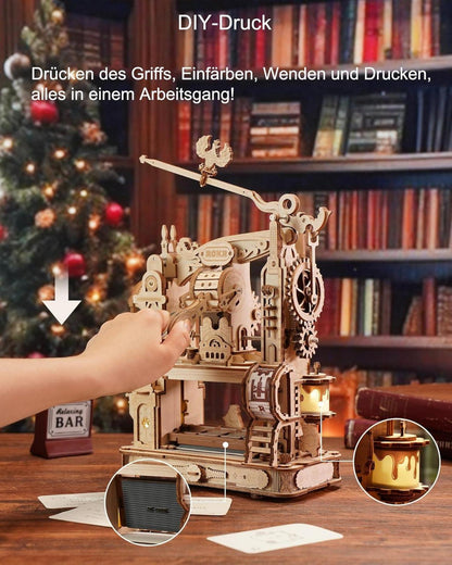 ROKR 3D Holz Puzzle Druckmaschine Bausatz - Mechanisches DIY