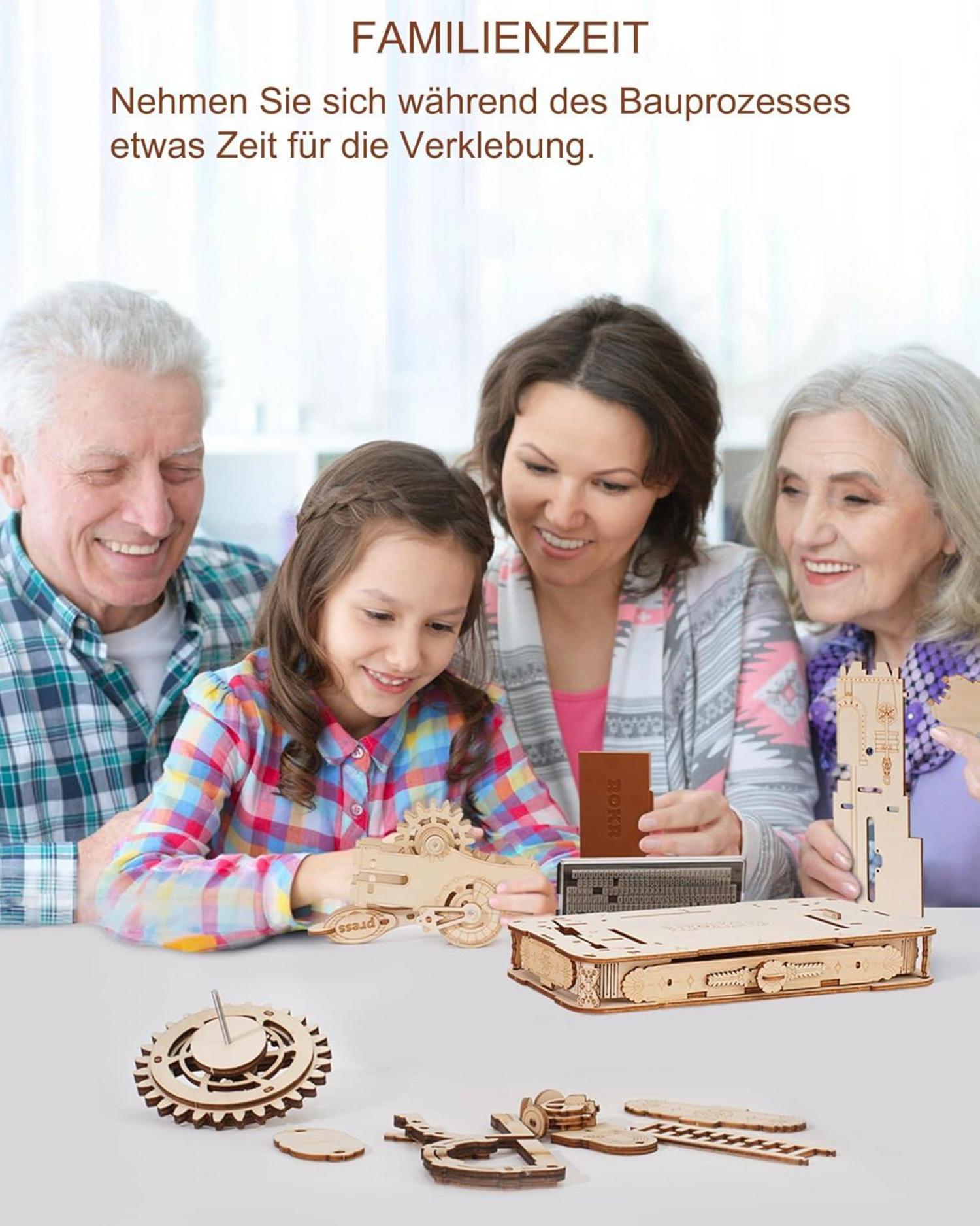 3D Puzzle Holz Druckmaschine Mechanische Getriebe Bausatz