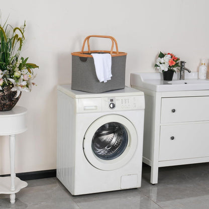 Faltbarer Bambus Wäschekorb 43L, Aufbewahrung Basket grau