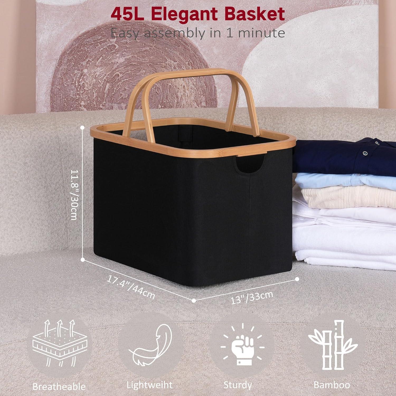 Faltbarer Wäschekorb aus Bambusstoff 43L, Aufbewahrungskorb