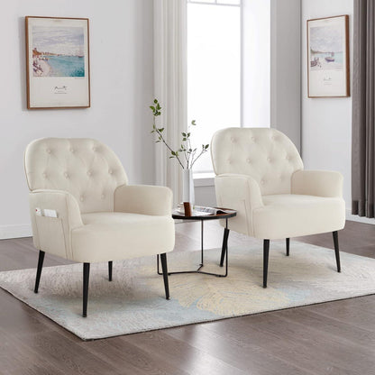 Bequemer Lounge Sessel mit Seitentasche – Modernes Design (Beige)