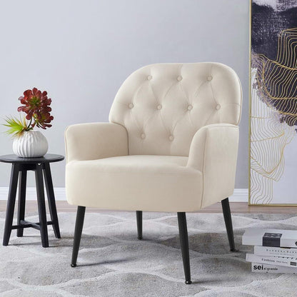 Bequemer Lounge Sessel mit Seitentasche – Modernes Design (Beige)