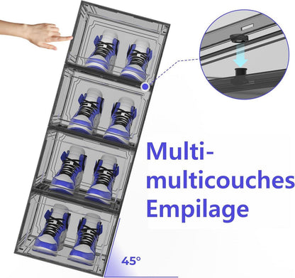Transparenter Stapelbarer Schuh-Organisator 12er-Pack Schwarz