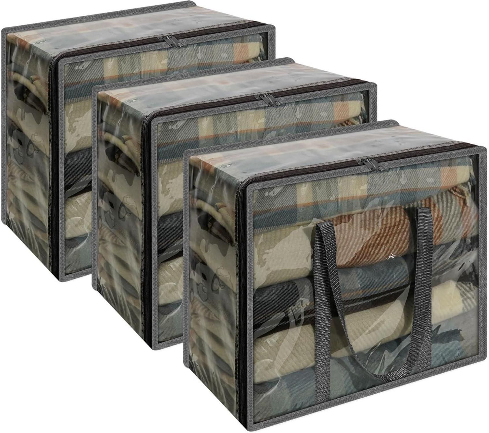 Aufbewahrungstasche 3er Set Kleidung Unterbett Organizer 40L Grau