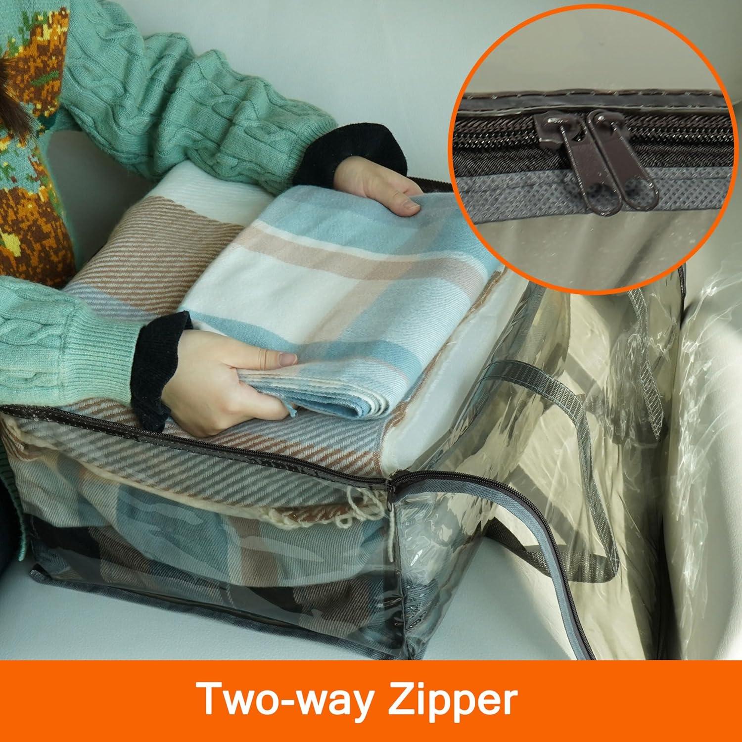 3er Set Aufbewahrungstasche Kleidung Unterbett Organizer 40L Grau