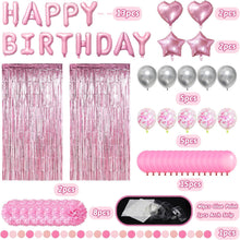 Rosa Geburtstagsdeko Happy Birthday Party Set 54-teilig