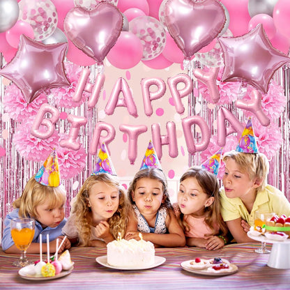 Rosa Happy Birthday Party Dekoration Set Mädchen Frauen