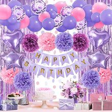 Lila Happy Birthday Party Set mit Deko für Mädchen und Frauen