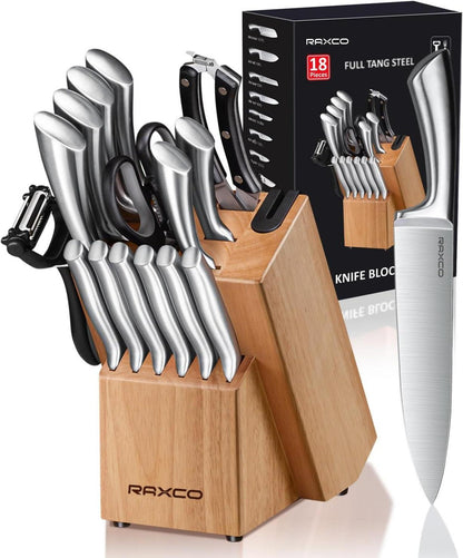 18-teiliges Profi Edelstahl Messerblock Set mit Schärfer