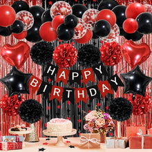 Geburtstagsdeko Rot Schwarz Happy Birthday Party Set
