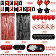 Geburtstagsdeko Set Schwarz Rot Happy Birthday Mädchen Damen