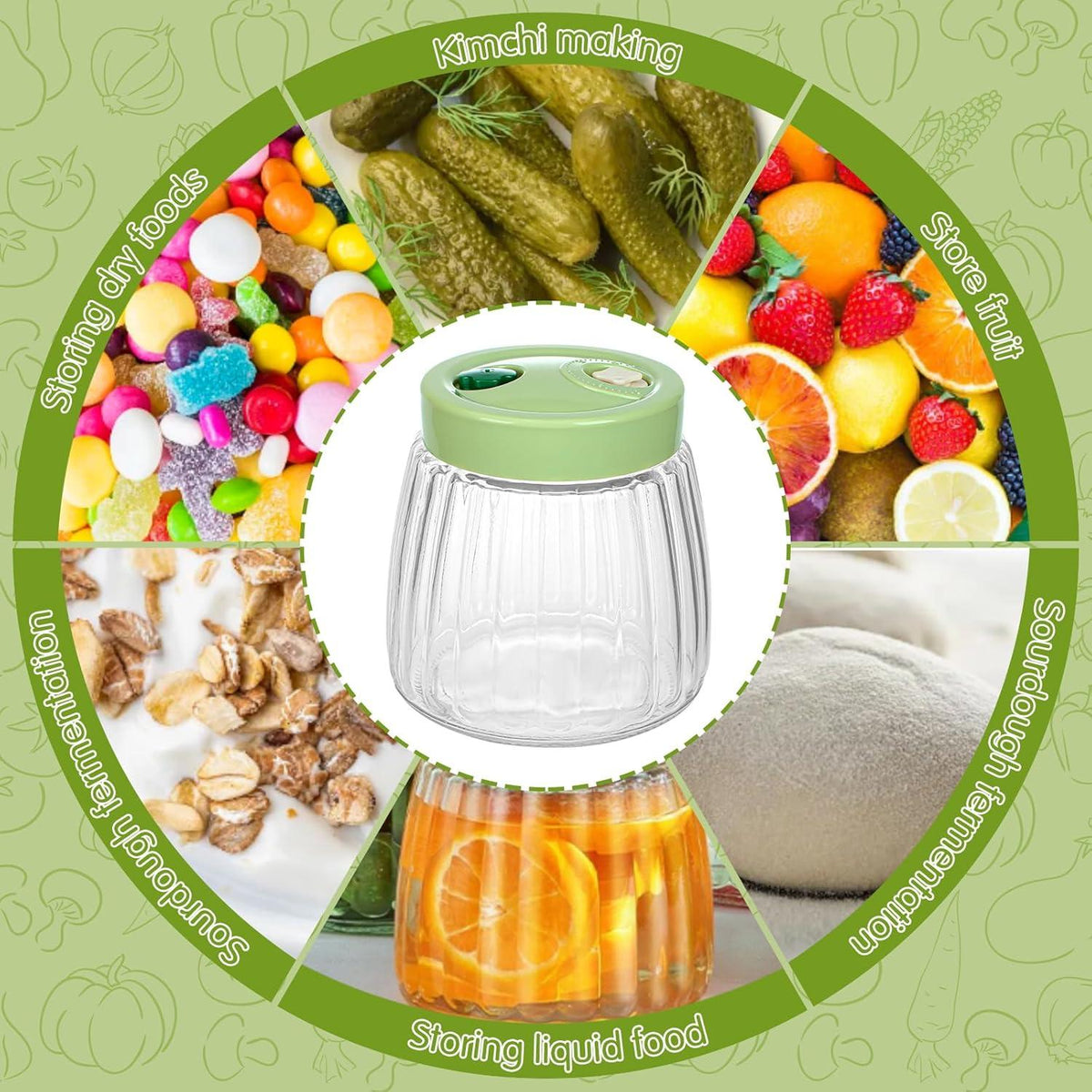 Fermentierglas 2er-Pack 1L Kimchi Behälter Entlüftung Sauerkraut_pickle