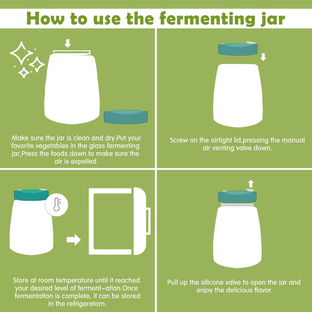 Fermentierglas 2er-Pack 1L Kimchi Behälter Entlüftung Sauerkraut_pickle