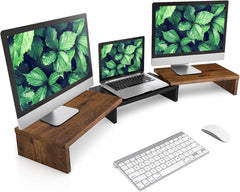 Monitorständer Bildschirmerhöhung Holz Dual Unterbau Swivel Justierbar