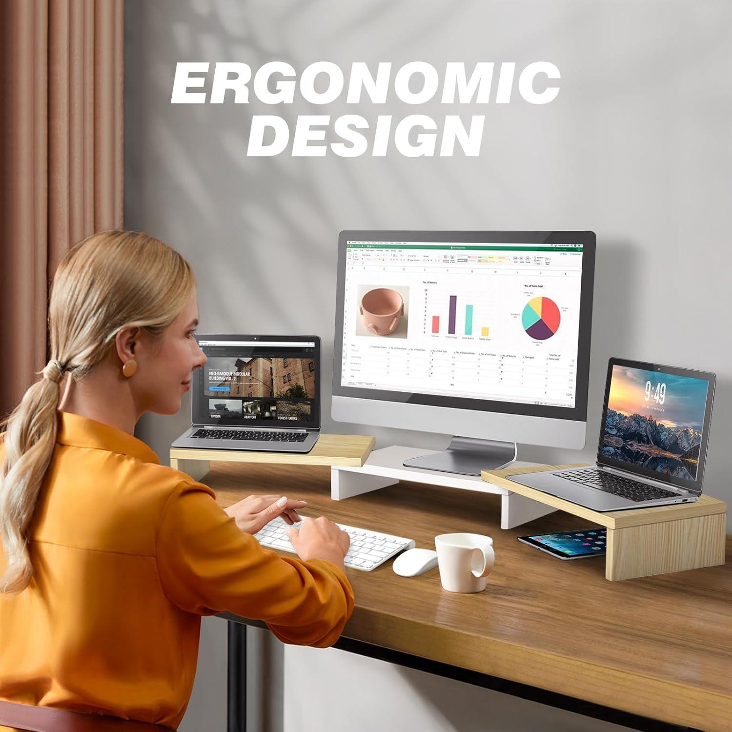 Monitorständer Holz Dual Unterbau Swivel Länge Justierbar