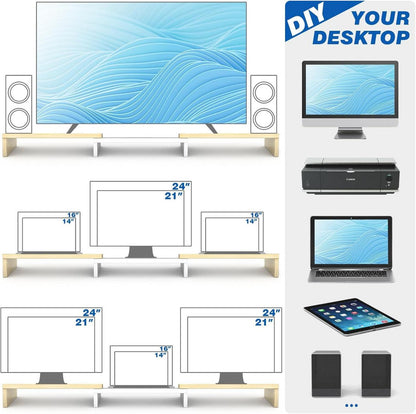 Monitorständer Holz Dual Unterbau Laptop Ständer | Swivel Justierbar | 840-1232mm