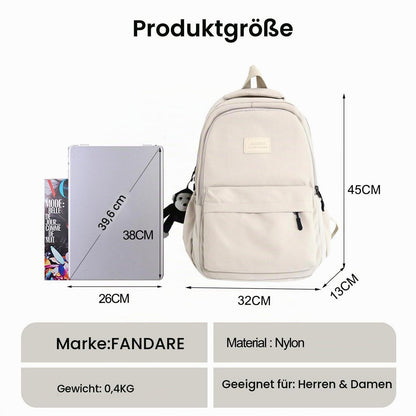 Schulrucksack Damen Daypack mit Laptopfach – Beige Weiß