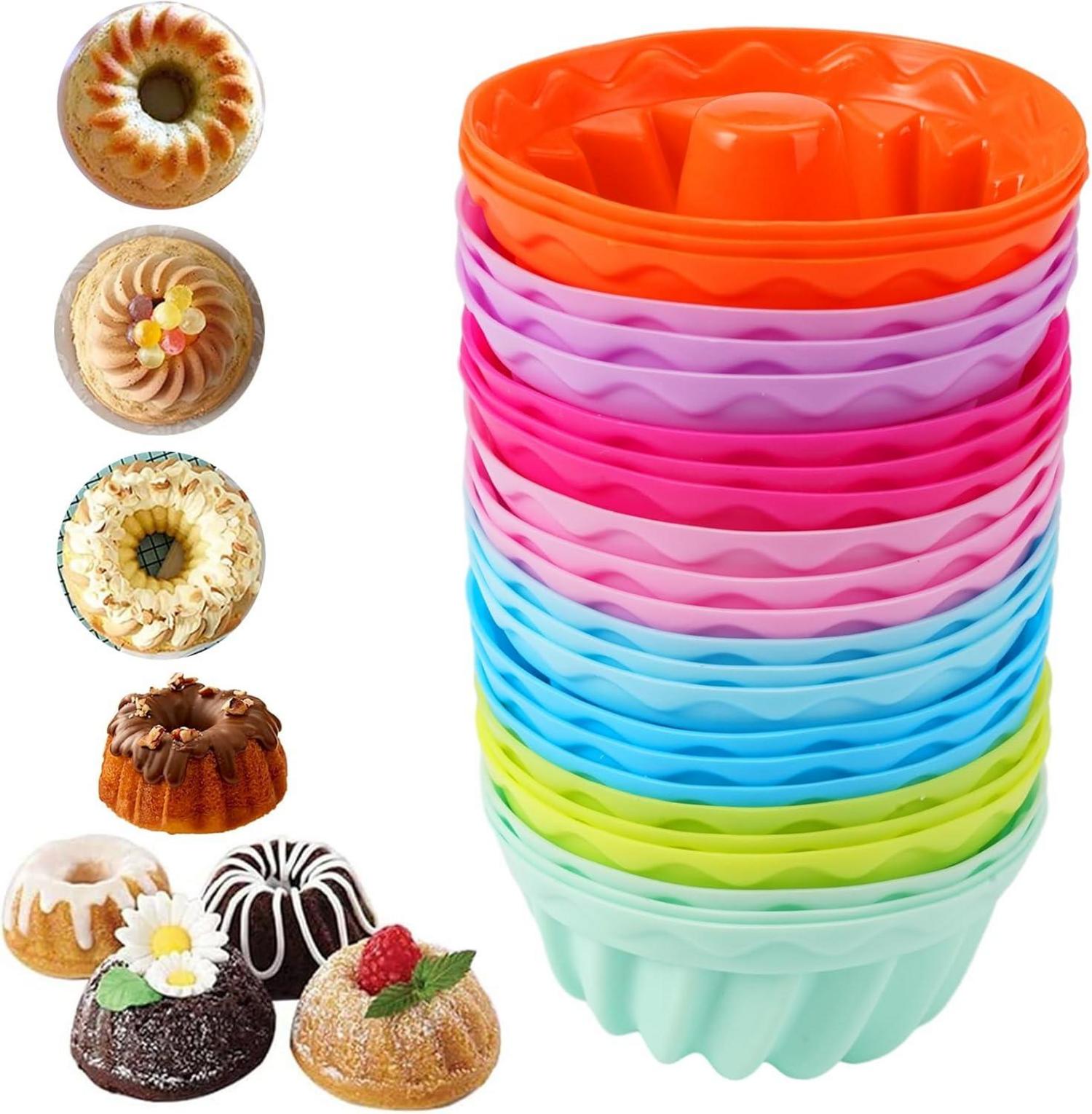 24er Mini Gugelhupfform Set Silikon BPA-frei Backform