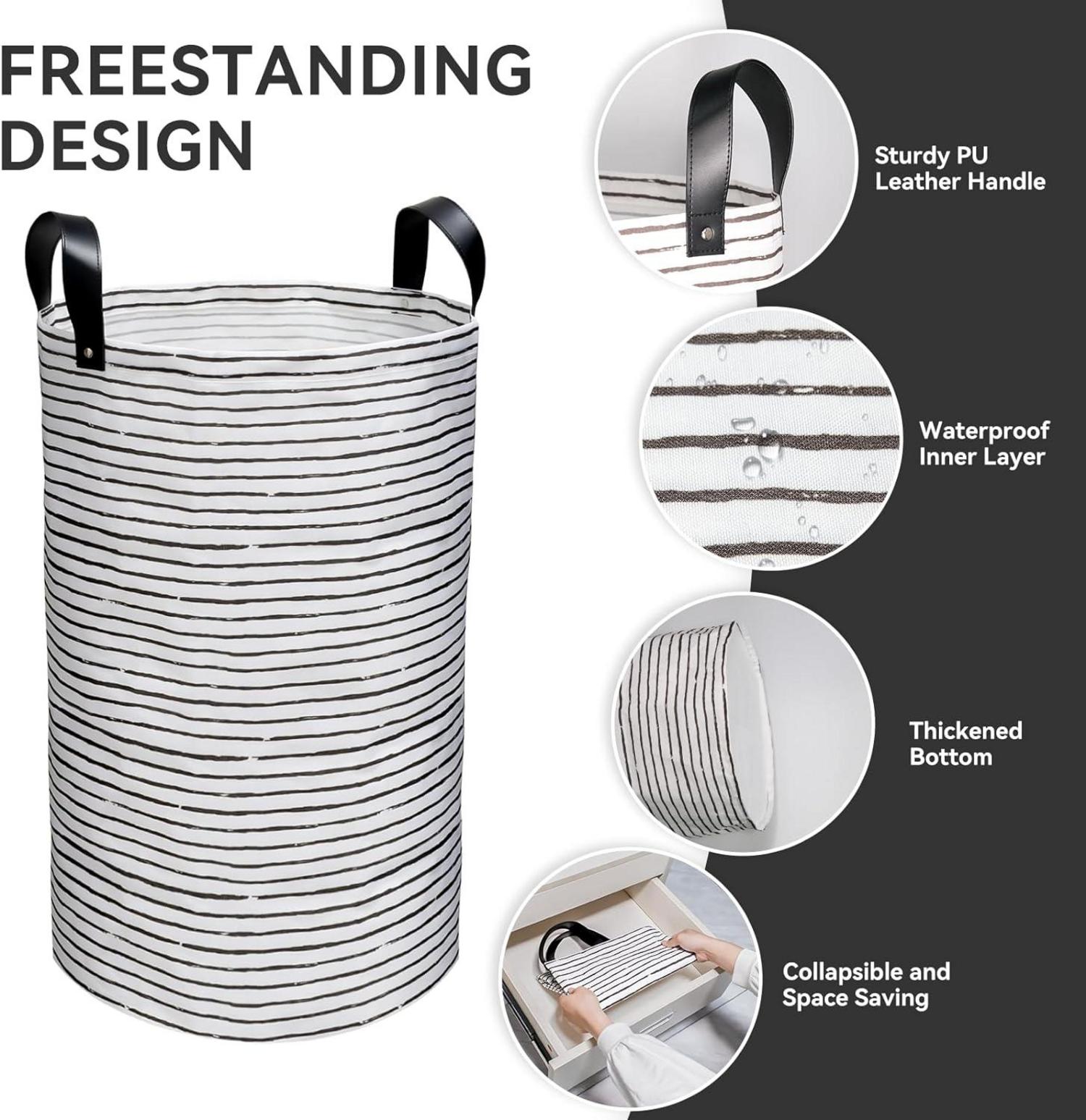 Faltbarer Wäschekorb 60L 2 Stück wasserdicht schwarz Laundry