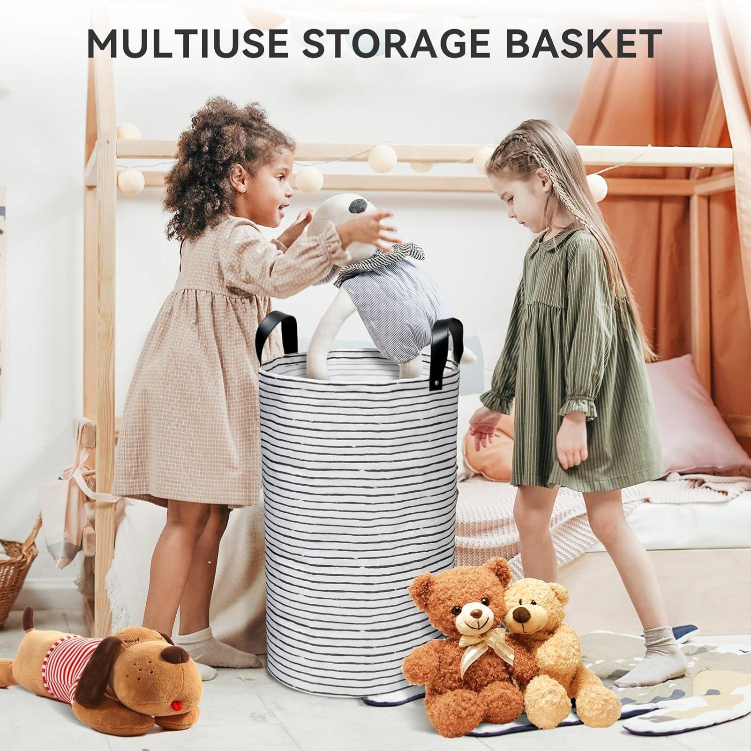 2er Set 60L Faltbare Wäschekorb PU-Ledergriffe wasserdicht Schwarz