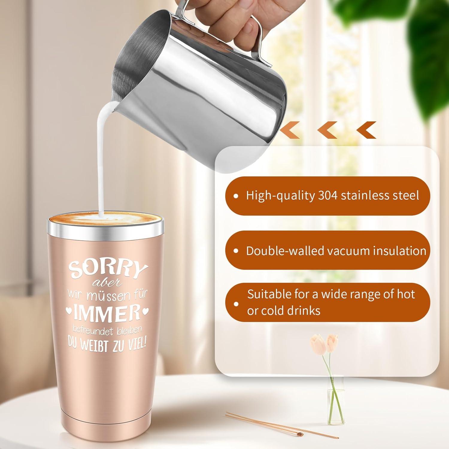 Miofula Beste Freundin Geschenke Tasse 20oz - Personalisiertes Geschenk für Freundin - Thermobecher mit Strohhalm - Roségold
