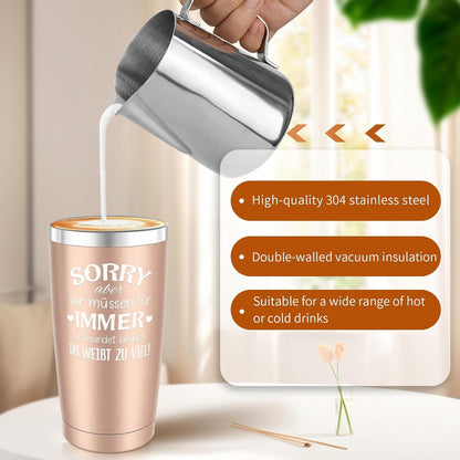 Miofula Beste Freundin Geschenke Tasse 20oz - Personalisiertes Geschenk für Freundin - Thermobecher mit Strohhalm - Roségold