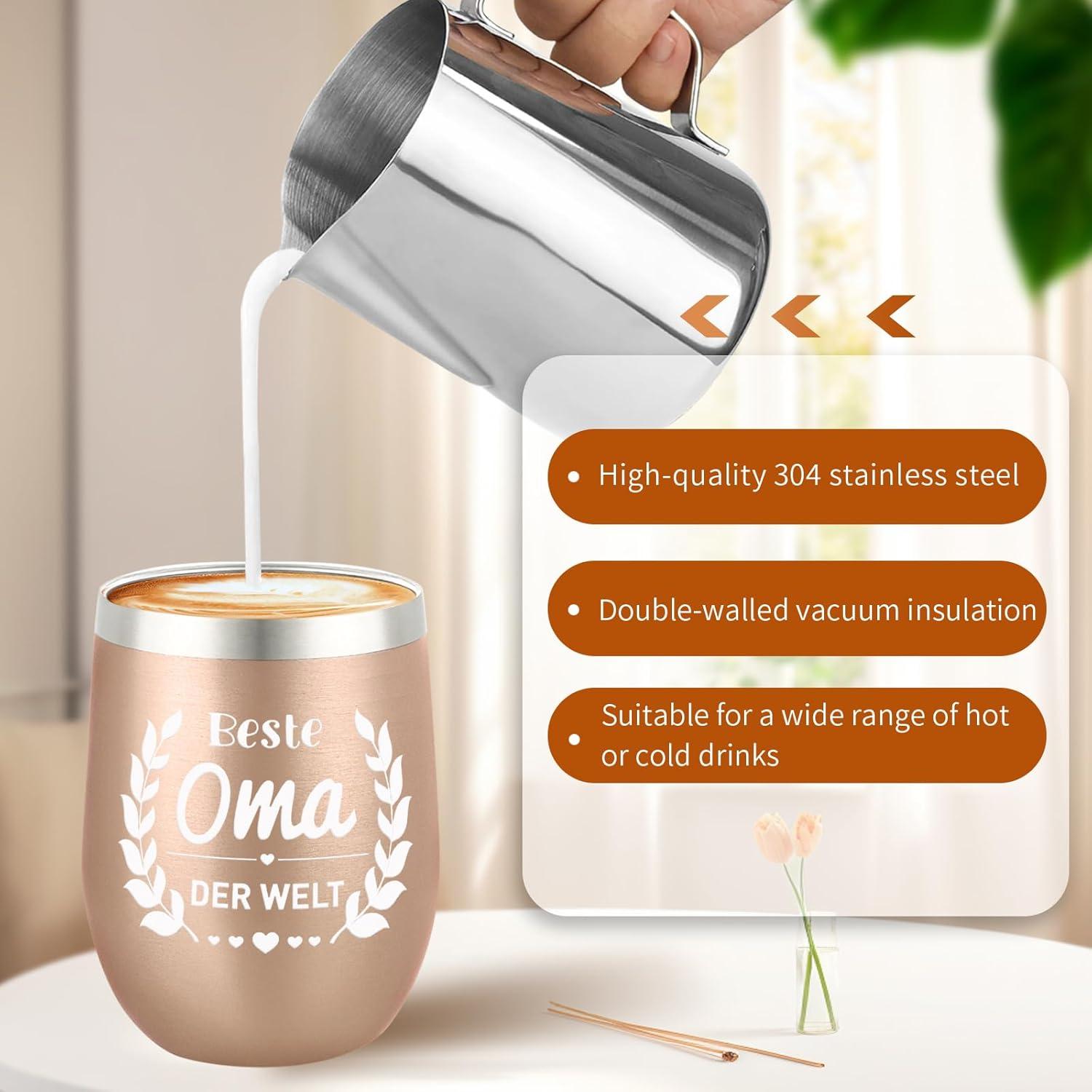 Personalisierter Edelstahl Thermobecher 360ml - Geschenk für Oma - Beste Oma der Welt - Kaffeebecher - Muttertag - Weihnachten