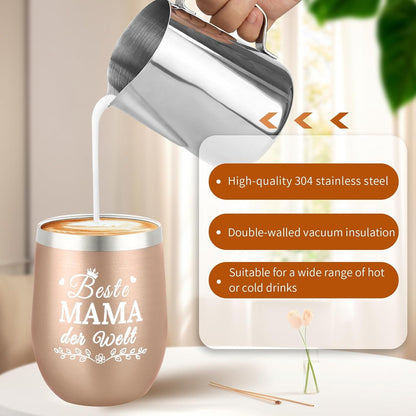 Miofula Geschenke Mama 12oz Travel Mug Edelstahl Kaffeebecher Muttertagsgeschenk