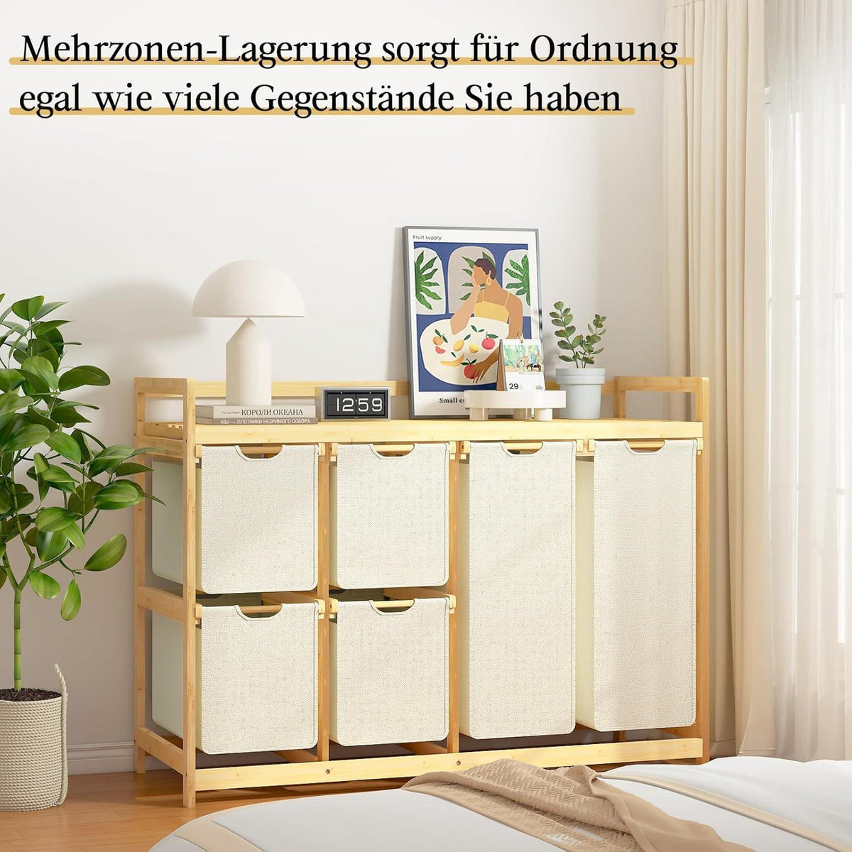 200L Wäschekorb mit 6 Fächern & Wäschesäcken