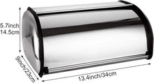 Brotkasten Silber Roll-Top Edelstahl 34x23x14.5cm