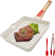 Grillpfanne 20x20 cm Abnehmbarer Griff Aluminium Antihaft beschichtet
