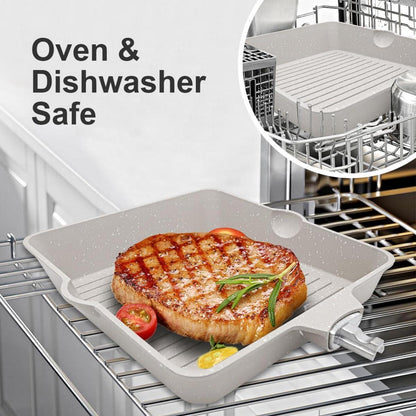 AIKENBBKK Grillpfanne 20x20 cm Aluminium Antihaftbeschichtung