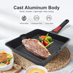 Grillpfanne 24x24 cm mit Abnehmbarer Griff, Antihaft