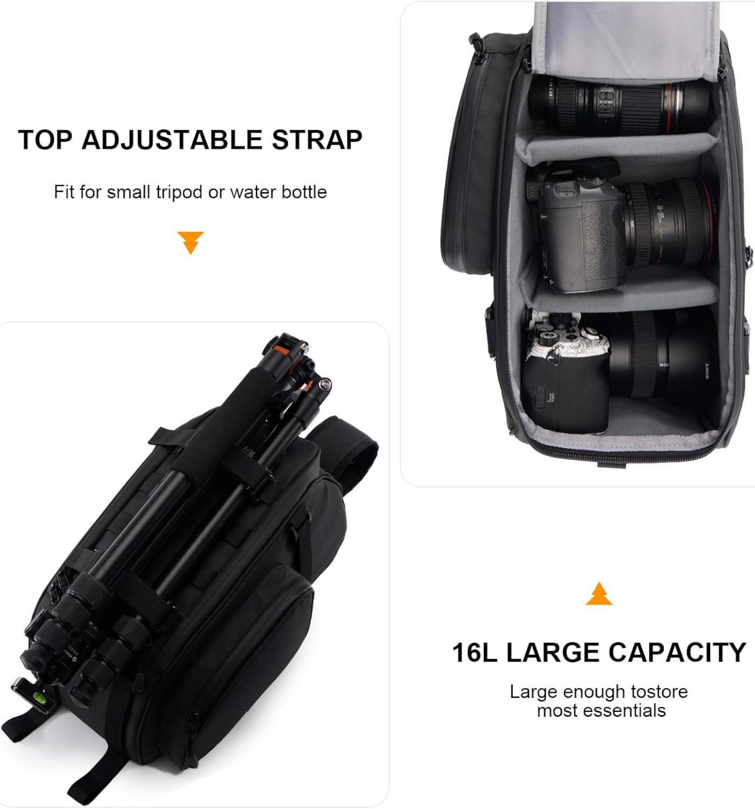 Kameratasche Wasserdicht SLR Tasche PU Fototasche Schwarz L