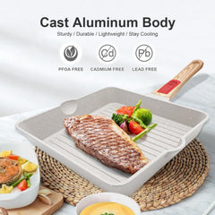 Grillpfanne 24x24 cm Abnehmbarer Griff Antihaftbeschichtung