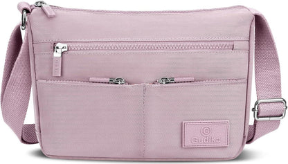Umhängetasche Damen Mittelgroß Wasserdichte Nylon Crossbody Bag Lila