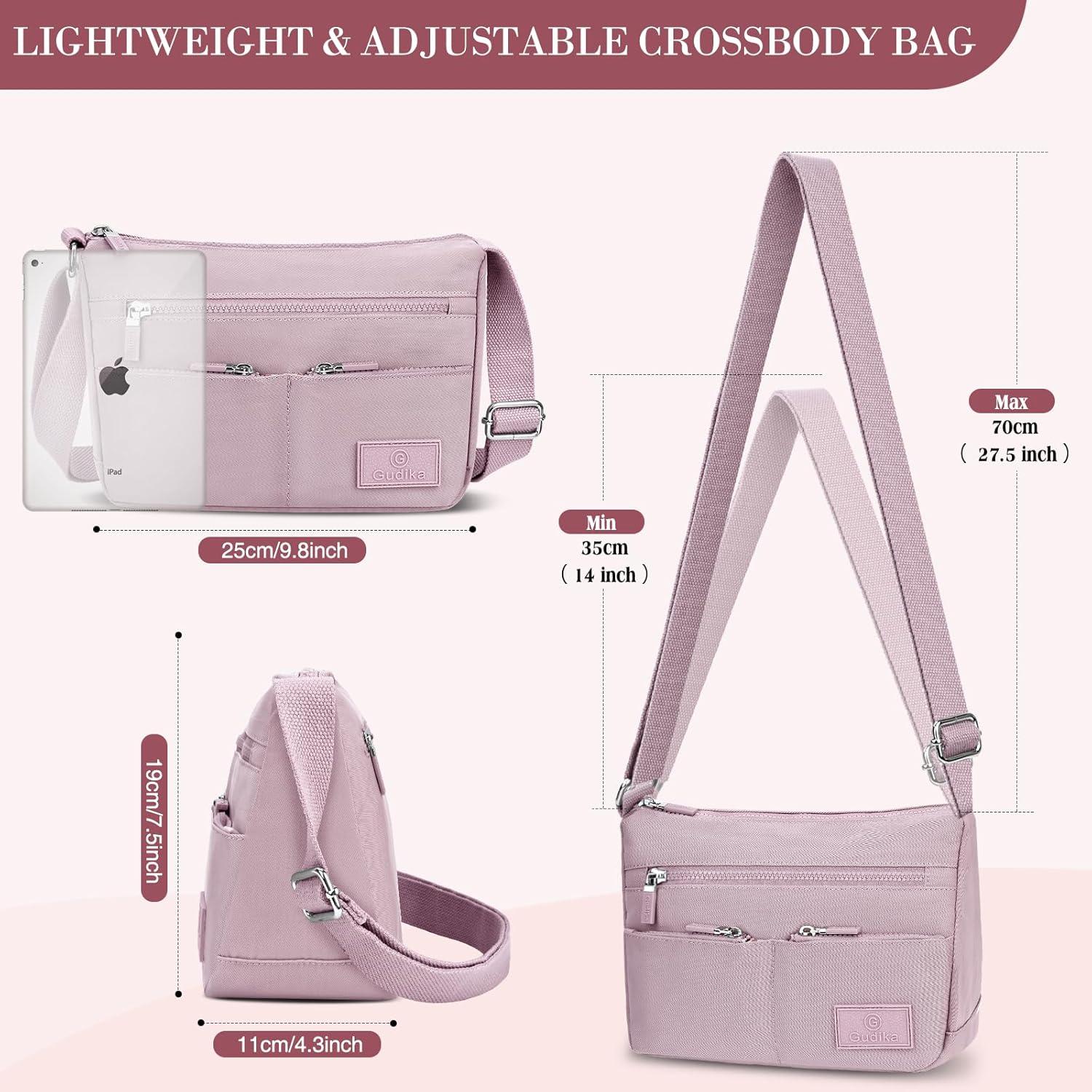 VOBUKE Umhängetasche Damen Wasserdicht Nylon Crossbody Bag Lila