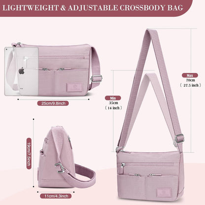 VOBUKE Umhängetasche Damen Wasserdicht Nylon Crossbody Bag Lila