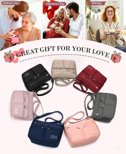 VOBUKE Umhängetasche Damen Wasserdicht Nylon Crossbody Bag Lila