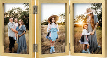 Bilderrahmen für 3 Fotos 10x15 cm Holz Fotorahmen Glasfront Gold