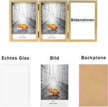 Bilderrahmen 3 Fotos 10x15 Holz Fotorahmen Glasfront Gold
